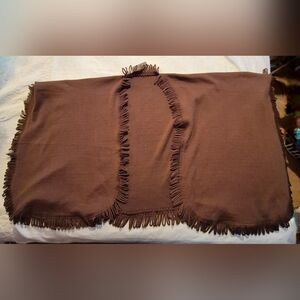 Coldwater Creek women's brown looped fringe wrap open front poncho NEW